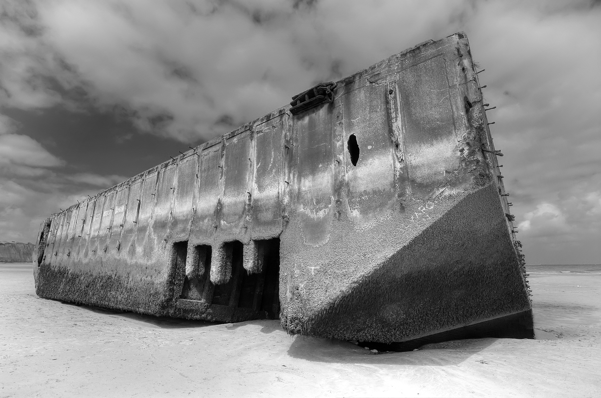 Remains from the Mulberry Harbour in Arromanches-les-Bains